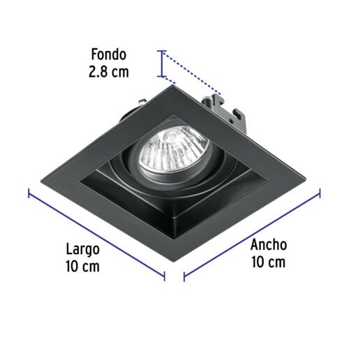 495482 49548 - Luminario empotrable con 1 spot dirigible, negro, VOLTECK