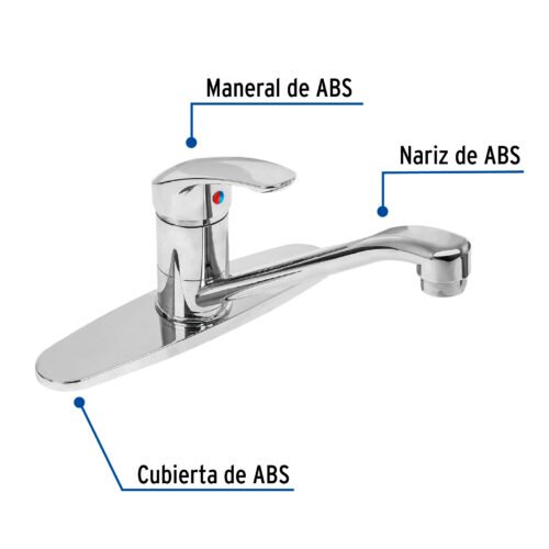 49551 - Monomando fregadero, ABS, cuello recto, BASIC