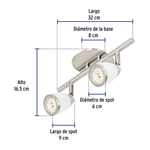495532 49553 - Luminario de sobreponer 2 spots base GU10, Verona, Volteck