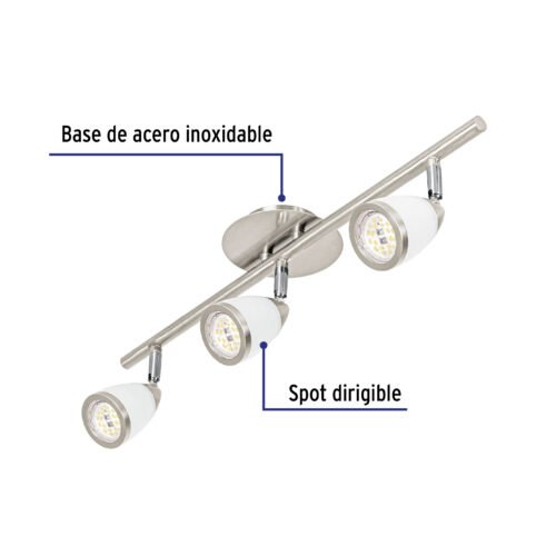 49554 - Luminario de sobreponer 3 spots base GU10, Verona, Volteck