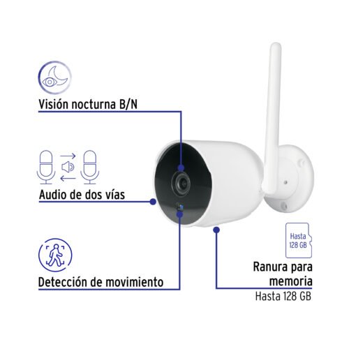 49559 - Cámara WiFi Tipo Bala 2MP, Volteck