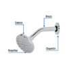 495751 49575 - Regadera cromo 4" plato redondo, con brazo, Foset Element
