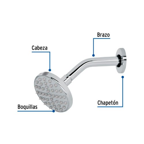 495751 49575 - Regadera cromo 4" plato redondo, con brazo, Foset Element