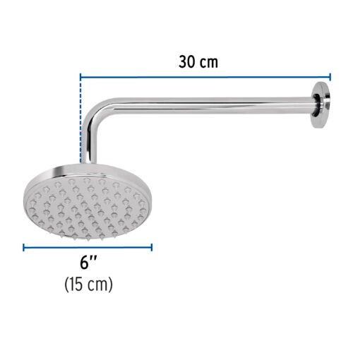 49576 - Regadera cromo 6" plato redondo, con brazo, Foset Element