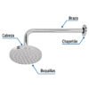 49576 - Regadera cromo 6" plato redondo, con brazo, Foset Element