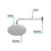 49577 - Regadera cromo 8" plato redondo, con brazo, Foset Element