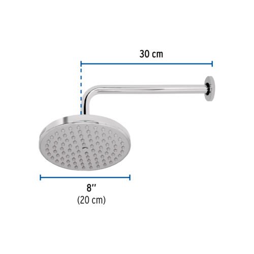 49577 - Regadera cromo 8" plato redondo, con brazo, Foset Element