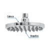 49582 - Regadera cromo 6" plato redondo, sin brazo, Foset Element