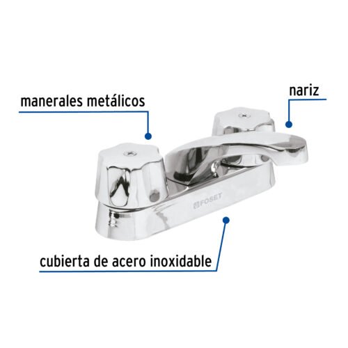 495871 49587 - Mezcladora 4" para lavabo, nariz larga, cartucho compresión