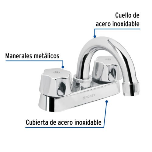 495891 49589 - Mezcladora 4" para lavabo, cuello curvo, cartucho compresión