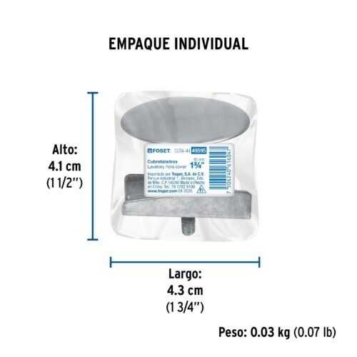 495953 49595 - Cubretaladro de acero inoxidable 1-3/4" cromo, Foset
