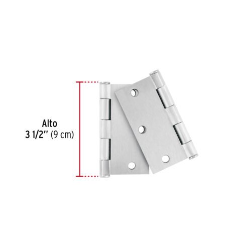 49598 - Bolsa c/2 bisagras cuadradas 3-1/2", plana, satinado, HERMEX