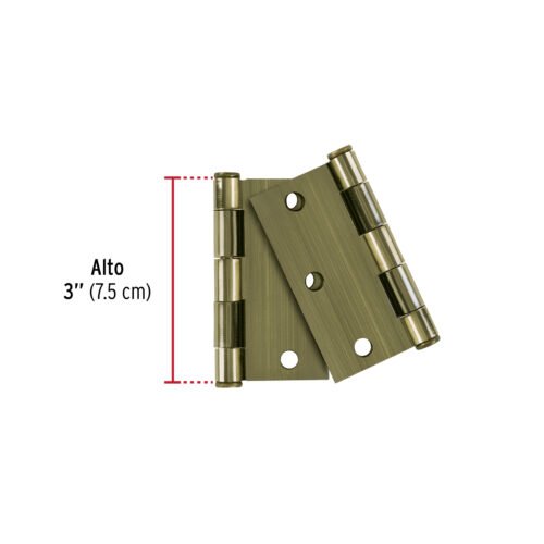 49599 - Bolsa c/2 bisagras cuadradas 3", plana, latón ant, HERMEX