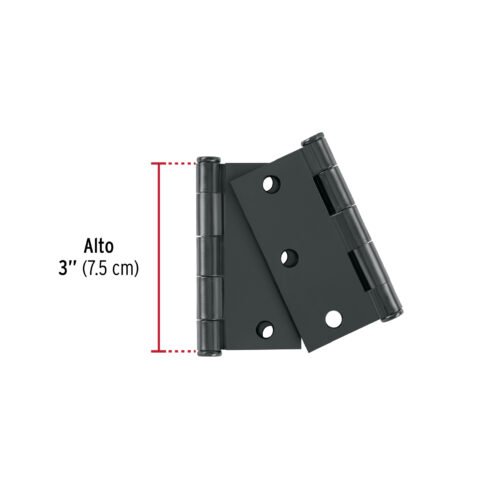 49603 - Bolsa c/2 bisagras cuadradas 3", plana, negro, HERMEX