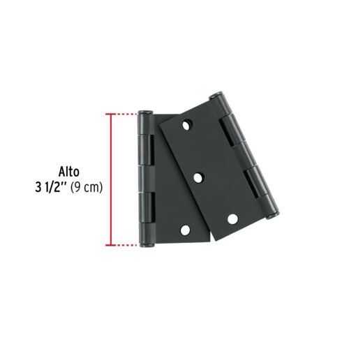 49604 - Bolsa c/2 bisagras cuadradas 3-1/2", plana, negro, HERMEX