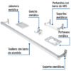 49607 - Juego de 5 accesorios para baño, metálicos, cromo, BASIC