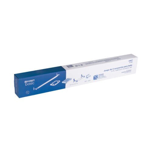 49607 - Juego de 5 accesorios para baño, metálicos, cromo, BASIC