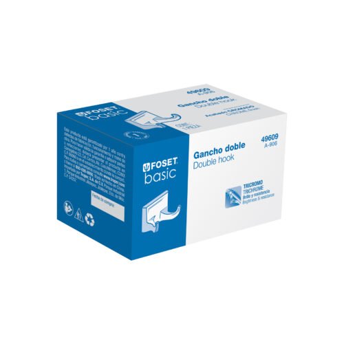 496093 49609 - Gancho doble para toallas, metálico, cromo, BASIC