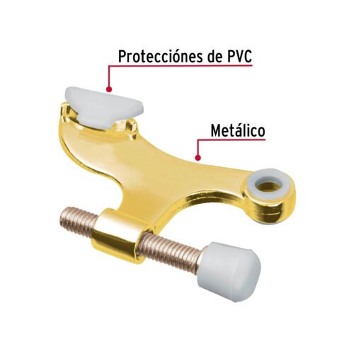 496131 49613 - Tope de puerta para bisagra, acabado latón brillante, HERMEX