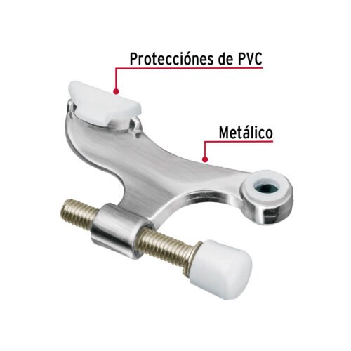49615 - Tope de puerta para bisagra, acabado cromo mate, HERMEX