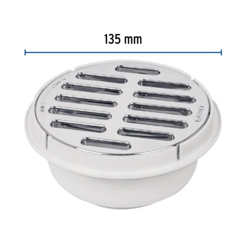 49616 - Coladera de ABS con rejilla cromada 5", 1/4 de vuelta, Foset
