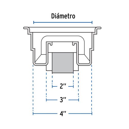 49616 - Coladera de ABS con rejilla cromada 5", 1/4 de vuelta, Foset