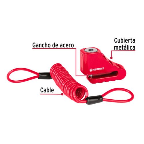 496221 49622 - Candado para freno de disco motocicleta, 5.5mm, HERMEX