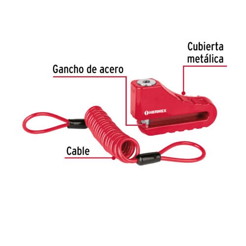 49623 - Candado para freno de disco motocicleta, 10mm, HERMEX