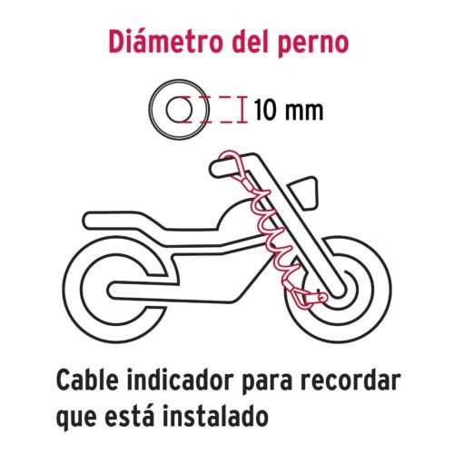 49623 - Candado para freno de disco motocicleta, 10mm, HERMEX