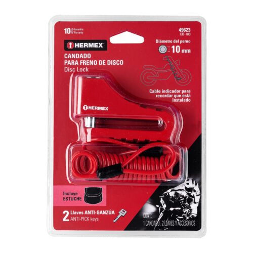 49623 - Candado para freno de disco motocicleta, 10mm, HERMEX