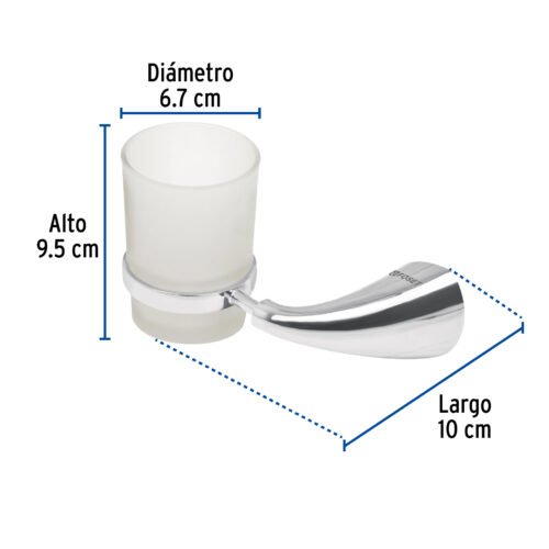 49632 - Portavaso cepillero metálico con vaso de vidrio, Foset Aero