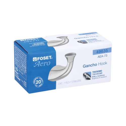 49635 - Gancho sencillo metálico para toalla, Foset Aero