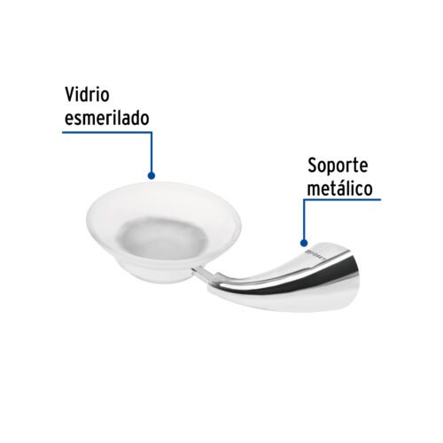 496361 49636 - Jabonera metálica con plato de vidrio, Foset Aero