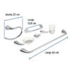 496402 49640 - Juego de 6 accesorios para baño metálicos, Foset Aero