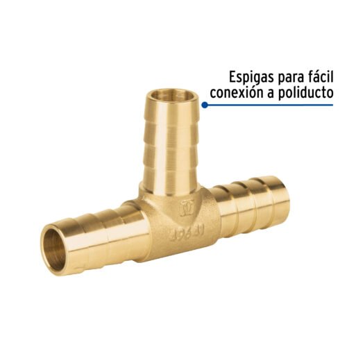 49641 - Tee inserción macho latón 1/2" para poliducto negro, Foset