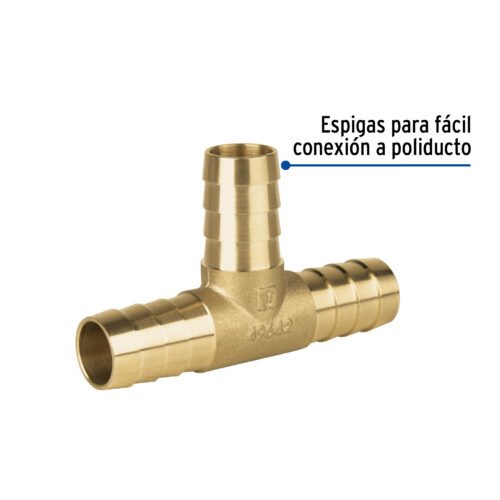 49642 - Tee inserción macho latón 3/4" para poliducto negro, Foset