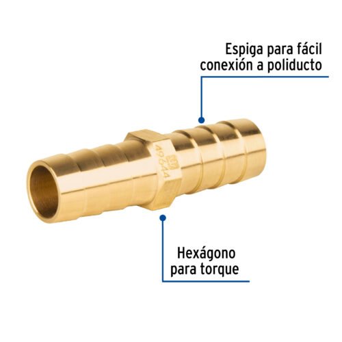 49644 - Cople inserción de latón 1/2" para poliducto negro, Foset