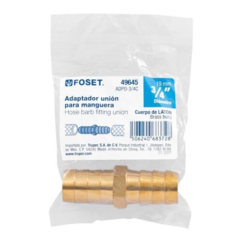 49645 - Cople inserción de latón 3/4" para poliducto negro, Foset