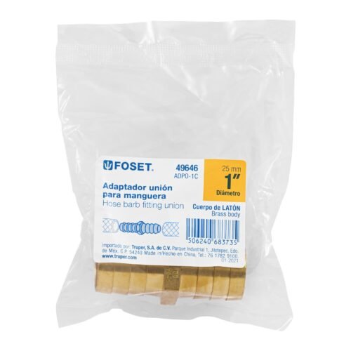 49646 - Cople inserción de latón 1" para poliducto negro, Foset