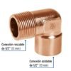 49647 - Codo 90° de cobre, rosca exterior 1/2", Foset