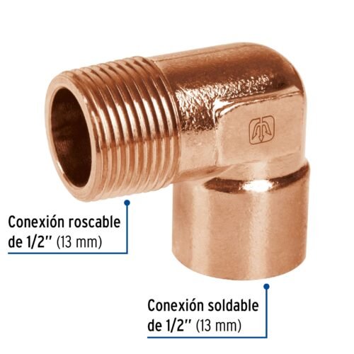 49647 - Codo 90° de cobre, rosca exterior 1/2", Foset