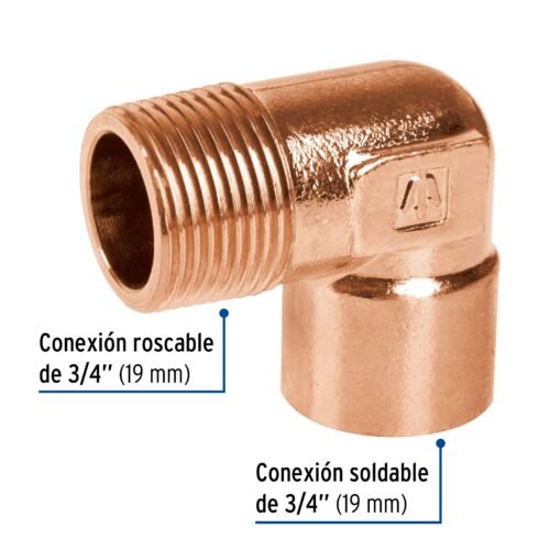 49648 49648 - Codo 90° de cobre, rosca exterior 3/4", Foset