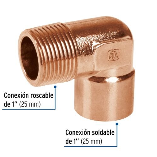 49649 49649 - Codo 90° de cobre, rosca exterior 1", Foset