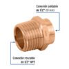 49653 49653 - Conector de cobre, rosca exterior 1/2", Foset