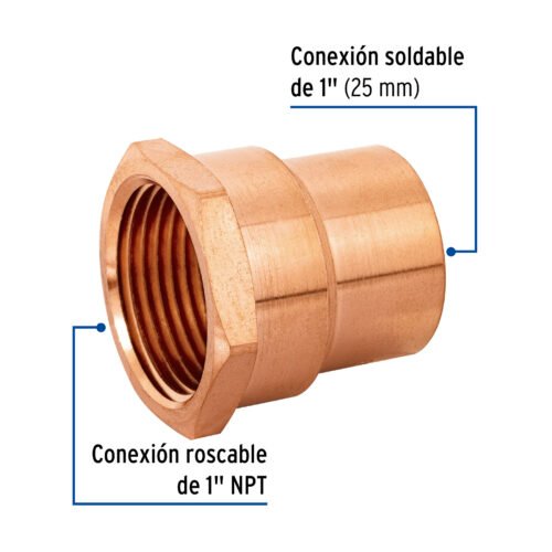 49658 - Conector de cobre, rosca interior 1", Foset
