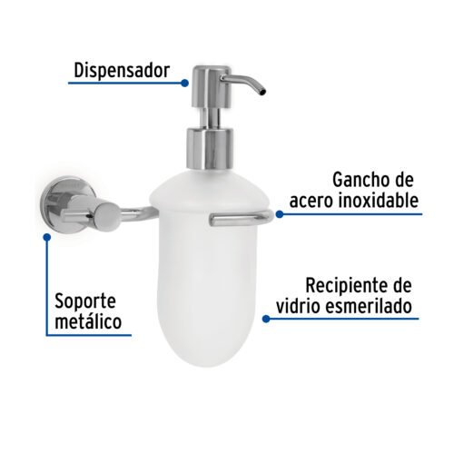 49665 - Dispensador de jabón a pared en acabado cromo, Foset Element