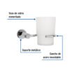 49668 - Portavaso cepillero cromo con vaso de vidrio, Foset Element