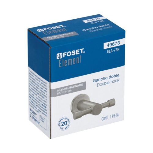 49673 - Gancho doble metálico satín para toallas, Foset Element