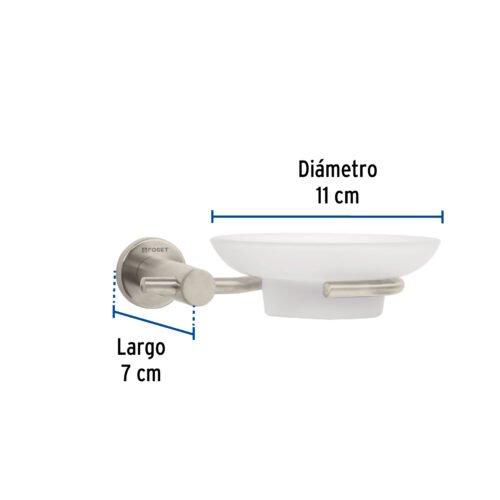 496752 49675 - Jabonera metálica satín con plato de vidrio, Foset Element