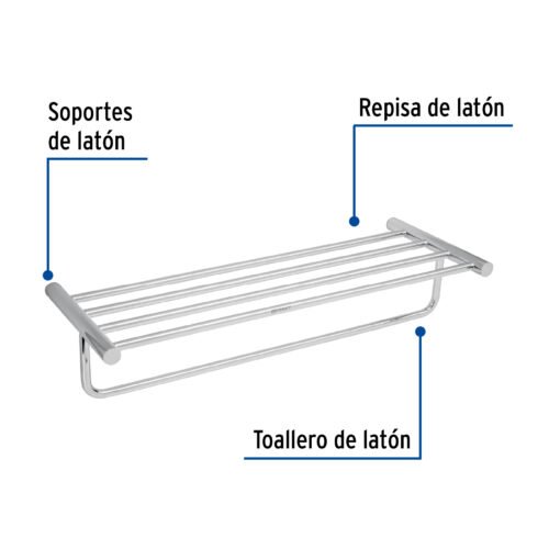 496791 49679 - Repisa de latón portatoalla en acabado cromo, Foset Element